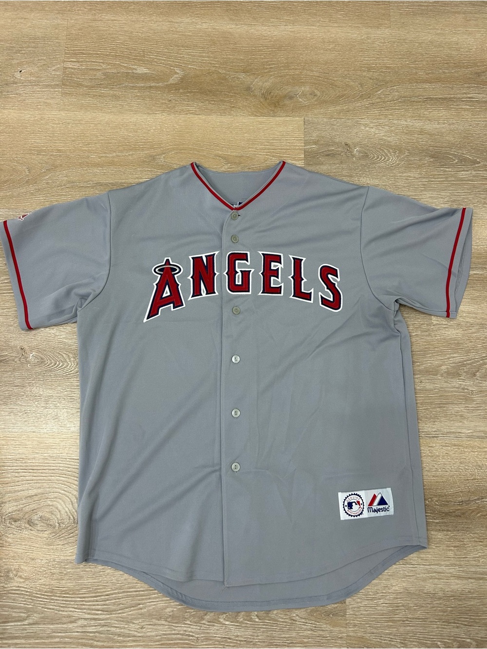 Majestic Anaheim Angels MLB Grey Baseball Jersey Blank No Name Men’s Size XL